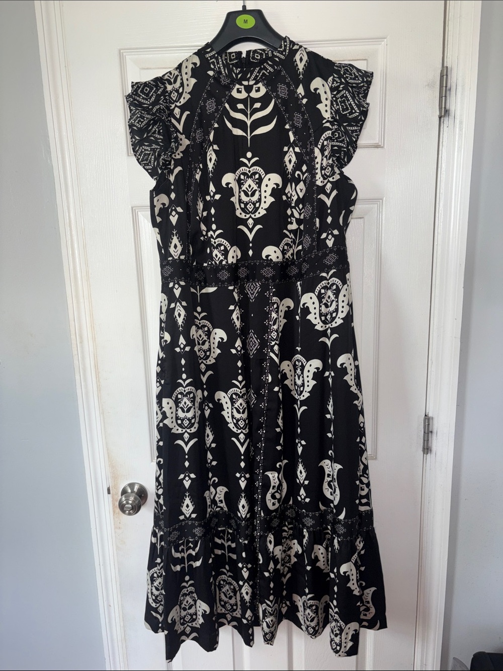 Lane Bryant- Black and White Printed Midi Dress - Elegant Floral Motif size 14